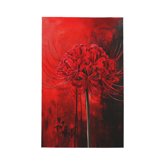 Red Spider Lily Waffle Kitchen Towel – 16×26 Inch Soft & Absorbent Microfiber Dish Cloth, Artistic Floral Print