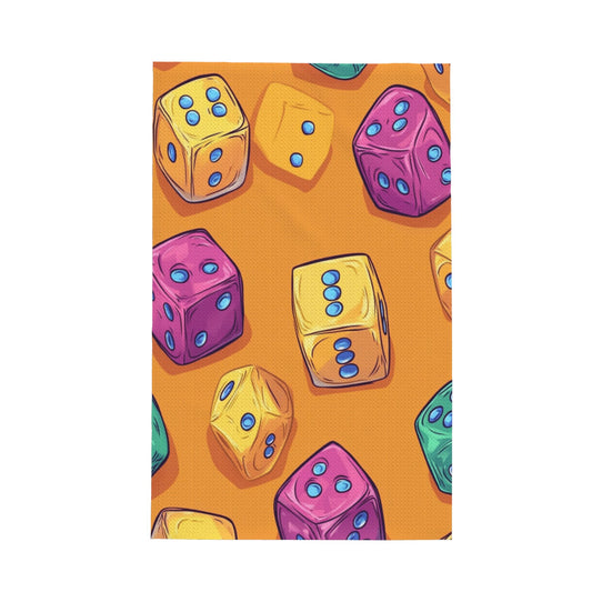 Colorful Dice Print Waffle Kitchen Towel – 16×26 Inch Super Absorbent Hand & Dish Towel for Cooking, Cleaning & Decor