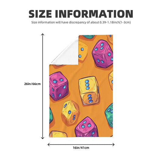 Colorful Dice Print Waffle Kitchen Towel – 16×26 Inch Super Absorbent Hand & Dish Towel for Cooking, Cleaning & Decor