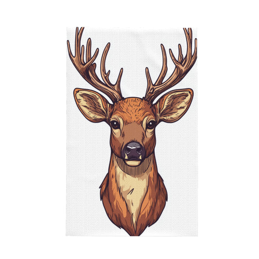 Deer Head Illustration Waffle Kitchen Towel – 16x26 Inch Absorbent Fast-Dry Decorative Dish Towel